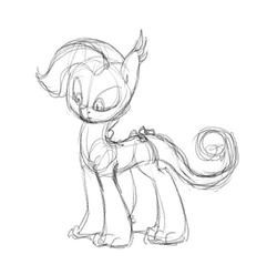 Size: 606x600 | Tagged: safe, artist:carnifex, oc, oc only, oc:lavender, dracony, hybrid, interspecies offspring, monochrome, offspring, parent:rarity, parent:spike, parents:sparity, sketch