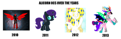 Size: 2264x720 | Tagged: safe, oc, oc only, oc:niggertron, oc:nyx, oc:princess ataxia, alicorn, bat pony, bat pony alicorn, pony, alicorn oc, progress, progression, red and black oc, tiara ultima, timeline