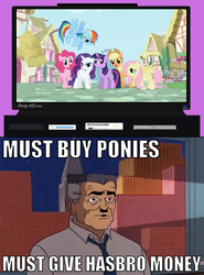 Size: 499x675 | Tagged: safe, applejack, fluttershy, pinkie pie, rainbow dash, rarity, twilight sparkle, g4, 60s spider-man, exploitable meme, hasbro, j. jonah jameson, male, mane six, meme, mind control, spider-man, tv meme