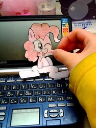 Size: 563x749 | Tagged: safe, artist:danadyu, pinkie pie, g4, jumped-out-pinkieanswers, paper child