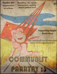 Size: 800x1042 | Tagged: safe, pinkie pie, pony, zebra, g4, :3, communism, communist party, female, flag, propaganda, solo, soviet union