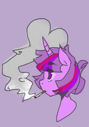 Size: 622x889 | Tagged: safe, artist:207mg, twilight sparkle, pony, g4, cigarette, female, portrait, smoking, solo