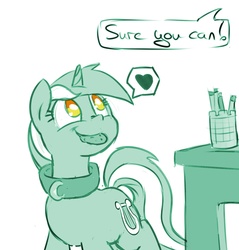 Size: 1280x1338 | Tagged: safe, artist:crade, lyra heartstrings, pony, unicorn, g4, collar, cookie, cute, dialogue, heart, looking up, mouth hold, pony pet, smiling