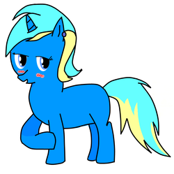 Size: 843x840 | Tagged: safe, artist:crazedwhitedude, oc, oc only, pony, unicorn, blushing, smiling