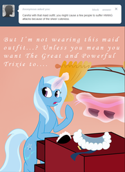 Size: 657x909 | Tagged: safe, artist:ask-twixie, trixie, g4, ask, magic, saddle