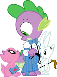 Size: 3000x4038 | Tagged: safe, artist:masem, idw, angel bunny, spike, g4, comic, cute citizens of wuvy-dovey land, idw showified, innocent kitten, simple background, transparent background, vector