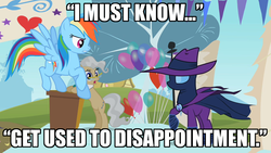 Size: 1280x720 | Tagged: safe, mare do well, mayor mare, rainbow dash, g4, image macro, the princess bride