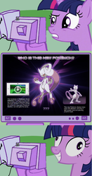 Size: 563x1078 | Tagged: safe, twilight sparkle, mewtwo, g4, derp, exploitable meme, mega evolution, mega mewtwo y, pokémon, pokémon x and y, tv meme