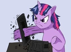 Size: 550x400 | Tagged: safe, artist:mixermike622, twilight sparkle, g4, computer, reaction image, screen punch