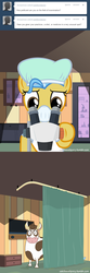 Size: 600x1800 | Tagged: safe, artist:adiwan, daisy jo, doctor fauna, cow, ask the vet pony, g4, artificial insemination, ask, microscope, tumblr