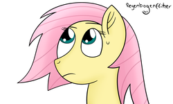 Size: 2500x1500 | Tagged: safe, artist:regxy, fluttershy, pony, g4, alternate hairstyle, confused, female, solo