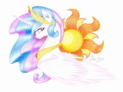 Size: 1024x764 | Tagged: safe, artist:skyaircobra, princess celestia, alicorn, pony, g4, female, solo, traditional art