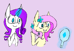 Size: 500x348 | Tagged: safe, artist:shinyarmor, fluttershy, rarity, g4, alternate hairstyle, makeover