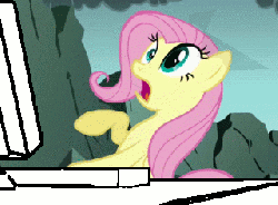Size: 320x236 | Tagged: safe, fluttershy, g4, animated, computer, female, hoofy-kicks, typing