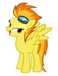 Size: 3500x4556 | Tagged: safe, artist:speedingturtle, spitfire, pegasus, pony, g4, bedroom eyes, female, goggles, high res, looking back, open mouth, show accurate, simple background, solo, spread wings, transparent background, vector, wings