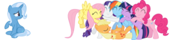 Size: 1500x348 | Tagged: artist needed, safe, artist:sofunnyguy, edit, applejack, fluttershy, pinkie pie, rainbow dash, rarity, trixie, twilight sparkle, g4, cute orgy, mane six, rejected, rejection, sad, simple background, transparent background, vector