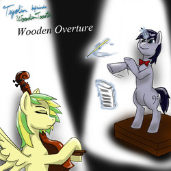 Size: 4000x4000 | Tagged: safe, artist:devious-stylus, oc, oc only, oc:wooden toaster, contrabass, fanart, maestro, music, musical instrument, musician, ponysona, tsyolin