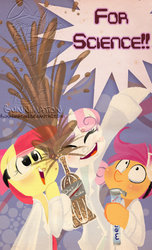 Size: 600x988 | Tagged: safe, artist:bunnimation, apple bloom, scootaloo, sweetie belle, g4, clothes, coat, cutie mark crusaders, diet coke, drink, goggles, mentos, mentos and diet coke, science, soda