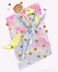 Size: 2587x3200 | Tagged: safe, artist:karlosbaygorriakb, derpy hooves, pegasus, pony, g4, cupcake, female, mare, muffin, umbrella