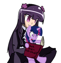 Size: 1059x1099 | Tagged: safe, artist:acharmingpony, twilight sparkle, human, g4, book, crossover, gokou ruri, kuroneko, my little sister can't be this cute, reading