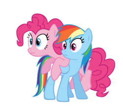 Size: 600x523 | Tagged: safe, artist:keeveew, pinkie pie, rainbow dash, earth pony, pegasus, pony, g4, season 2, the super speedy cider squeezy 6000, female, mare, simple background, transparent background, vector