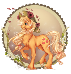 Size: 1571x1639 | Tagged: safe, artist:cigarscigarettes, part of a set, applejack, earth pony, pony, g4, chest fluff, female, flower, hoers, mare, realistic, realistic anatomy, simple background, solo, transparent background, unshorn fetlocks