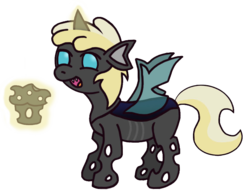Size: 741x574 | Tagged: safe, artist:gogglesparks, dinky hooves, changeling, g4, changelingified, muffin
