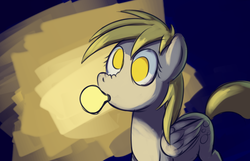 Size: 922x592 | Tagged: safe, artist:tggeko, derpy hooves, pegasus, pony, g4, electricity, female, lightbulb, mare, nose wrinkle