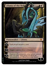 Size: 400x548 | Tagged: safe, artist:ninthsphere, queen chrysalis, g4, card, magic the gathering, planeswalker, trading card