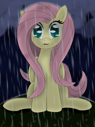 Size: 1458x1956 | Tagged: safe, artist:graphene, fluttershy, g4, rain, sad