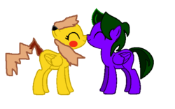 Size: 553x346 | Tagged: safe, artist:rongothepony, oc, pikachu, crossover, love, pokémon, ponified