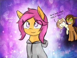 Size: 1024x768 | Tagged: safe, scootaloo, pony, ask pregnant scootaloo, comic:ask motherly scootaloo, g4, mother, motherly scootaloo, sweatshirt