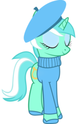 Size: 723x1105 | Tagged: safe, artist:cool77778, lyra heartstrings, pony, unicorn, g4, beret, clothes, female, simple background, solo, sweater, transparent background