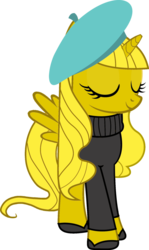 Size: 600x1004 | Tagged: safe, edit, oc, oc only, oc:ticket, alicorn, pony, alicorn oc, beatnik, beret, simple background, solo, transparent background