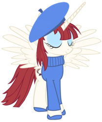 Size: 900x1074 | Tagged: safe, artist:cool77778, oc, oc only, oc:fausticorn, pony, beret, lauren faust, solo