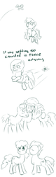 Size: 1280x3997 | Tagged: safe, artist:tggeko, earth pony, pony, cheek kiss, chemistry, electron, female, food, implied polygamy, kissing, male, mare, monochrome, nacl, neutron, ponified, proton, salt, science, simple background, sketch, stallion, staright, white background