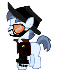 Size: 572x709 | Tagged: safe, shady daze, earth pony, g4, 1000 hours in ms paint, christian brutal sniper, clothes, colt, foal, gmod monster, male, sniper, sniper (tf2), splotcher, team fortress 2