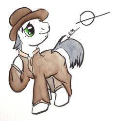 Size: 574x600 | Tagged: safe, artist:blazang, oc, oc only, oc:prodigious peddler, pony, fallout equestria, solo, tales of a junk town pony peddler, traditional art