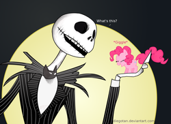 Size: 900x654 | Tagged: safe, artist:diegotan, pinkie pie, g4, crossover, disney, jack skellington, song in the comments, the nightmare before christmas