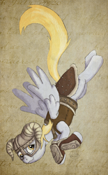 Size: 495x800 | Tagged: safe, artist:thewhitie, derpy hooves, pegasus, pony, g4, crossover, dovahkiin, female, mare, skyrim, the elder scrolls