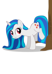 Size: 744x1052 | Tagged: safe, artist:melodialglitz, dj pon-3, vinyl scratch, pony, unicorn, g4, alternate hairstyle, applebucking, cutie mark, female, hooves, horn, mare, scrunchy face, simple background, solo, swapped cutie marks, transparent background, vector