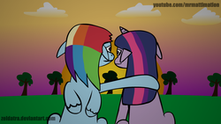 Size: 1280x720 | Tagged: safe, rainbow dash, twilight sparkle, g4, female, lesbian, ms paint, ship:twidash, shipping, sunset