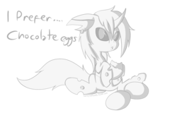 Size: 3000x2000 | Tagged: safe, changeling, chibi, cute, cute little fangs, egg, fangs, front view, full body, lineart, monochrome, simple background, sitting, transparent background