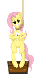 Size: 1753x3500 | Tagged: safe, artist:super-zombie, angel bunny, fluttershy, pony, rabbit, g4, abuse, animal, crying, execution, flutterbuse, gallows, hanging (by neck), noose, simple background, transparent background
