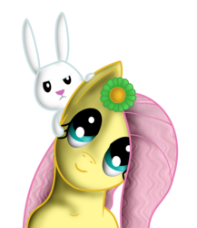 Size: 1757x2020 | Tagged: safe, artist:super-zombie, angel bunny, fluttershy, g4, flower