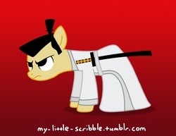 Size: 792x612 | Tagged: safe, artist:scribble, earth pony, pony, 30 minute art challenge, katana, male, ponified, samurai jack, samurai jack (character), stallion, sword, weapon