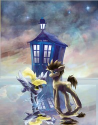 Size: 3551x4536 | Tagged: safe, artist:owlvortex, derpy hooves, doctor whooves, time turner, earth pony, pegasus, pony, g4, female, male, mare, stallion