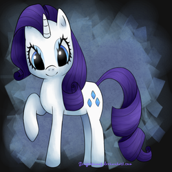 Size: 800x800 | Tagged: safe, artist:gingersnaap, rarity, pony, unicorn, g4, female, looking at you, mare, raised hoof, smiling, solo