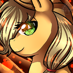 Size: 300x300 | Tagged: safe, artist:todoseruga, applejack, earth pony, pony, g4, bust, colored pupils, female, looking at you, mare, portrait, profile, solo