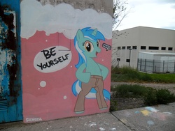 Size: 4320x3240 | Tagged: safe, artist:shinodage, lyra heartstrings, pony, unicorn, g4, be yourself, bipedal, clothes, graffiti, irl, pants, photo, ponies in real life, solo